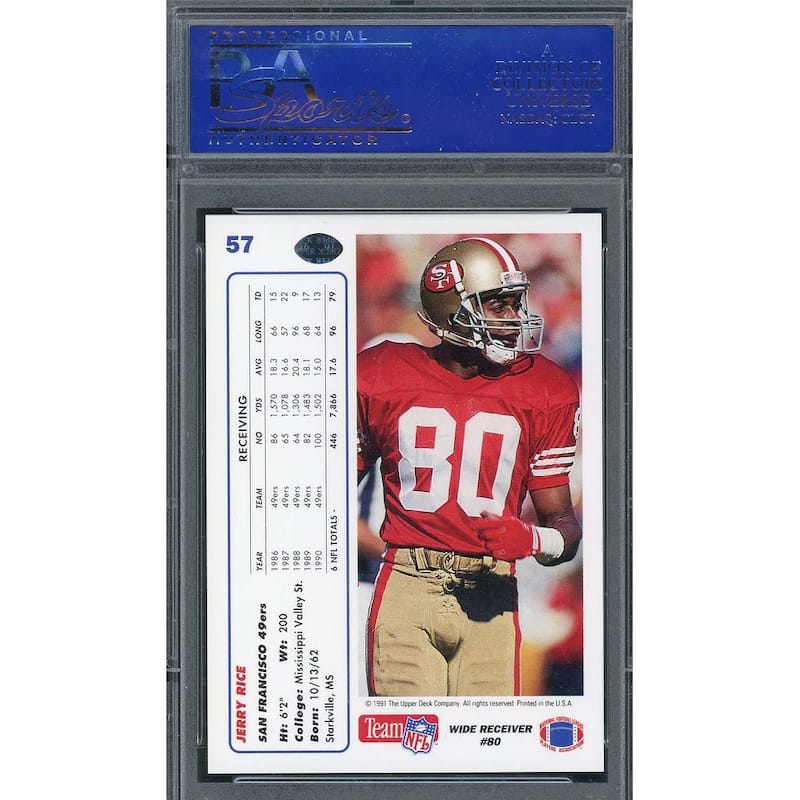 Jerry Rice 1991 Upper Deck Football Card #57 Graded PSA 10 - 8'6" x 11'6"