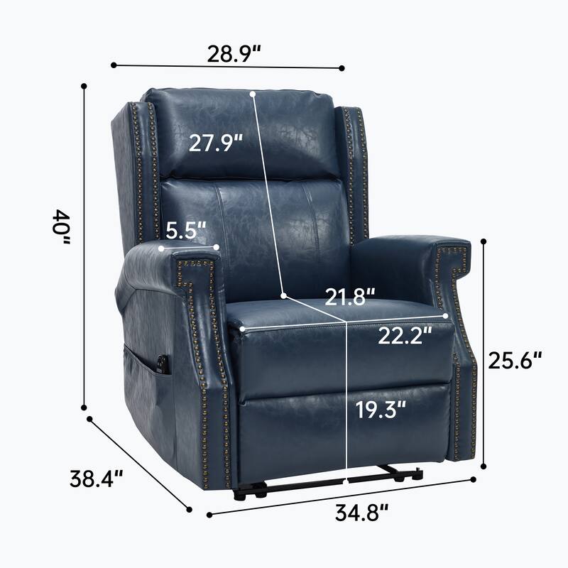 Roomfitters Manual Massage Recliner, Vintage Waxed Faux Leather Chair with Heat and 155-Degree Recline, Living Room