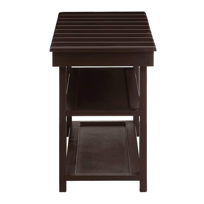 Modern Solid Wood Shoe Storage Bench with 2 Shelves for Entryway Seating and Organized Closet Space - 35.5”L x 12”W x 17”H