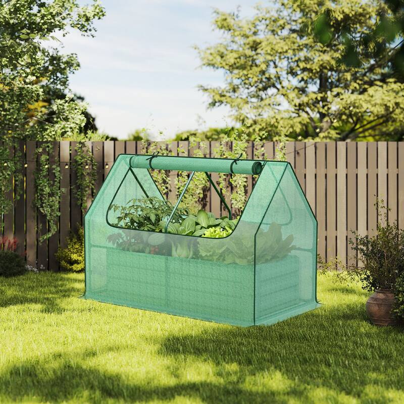 Aoodor Raised Garden Bed Kit with PE Cover, Screen Windows