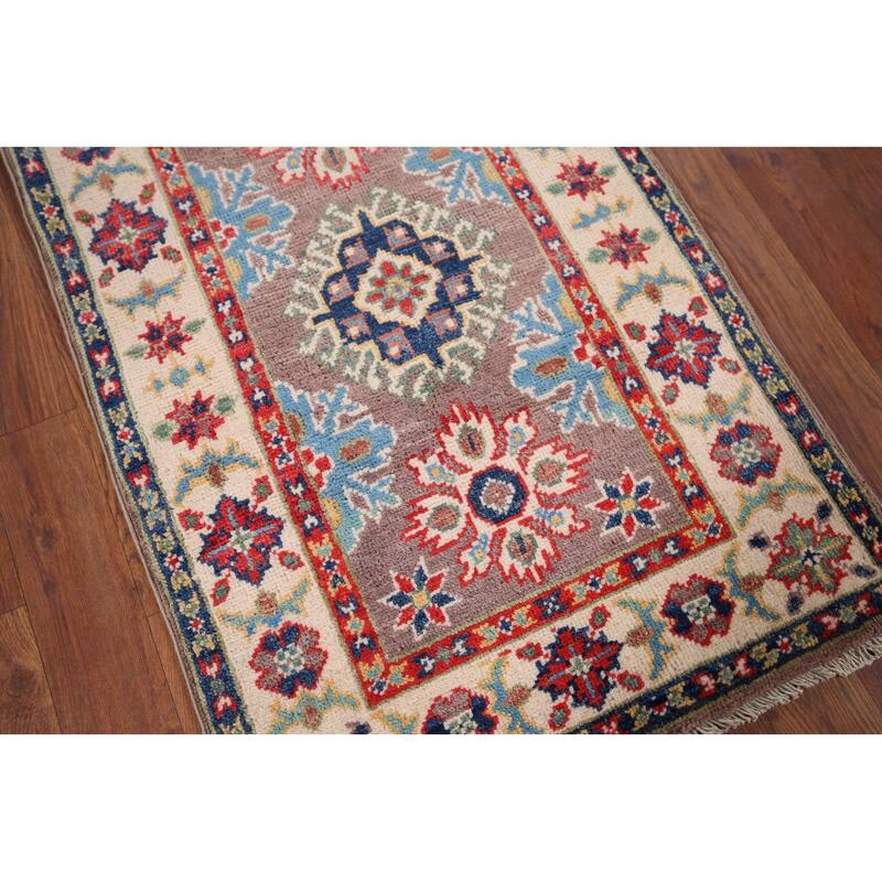 Traditional Kazak Oriental Foyer Rug Hand-Knotted Wool Carpet - 1'11" x 3'0"