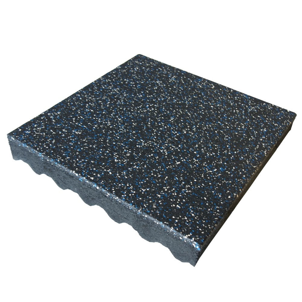 Rubber-Cal "Eco-Safety" Interlocking Tiles - 3 x 19.5 x 19.5 in - 4 Pack - 11 Sq Ft - Yellow/Red/White - 19.5x19.5