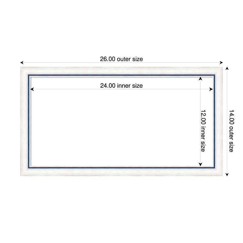 Amanti Art Morgan White Blue Framed Dry Erase Magnetic Board - 26 x 14 in - Morgan White Blue