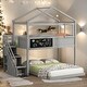 preview thumbnail 1 of 16, Twin over Full House Bunk Bed with Storage and Blackboard
