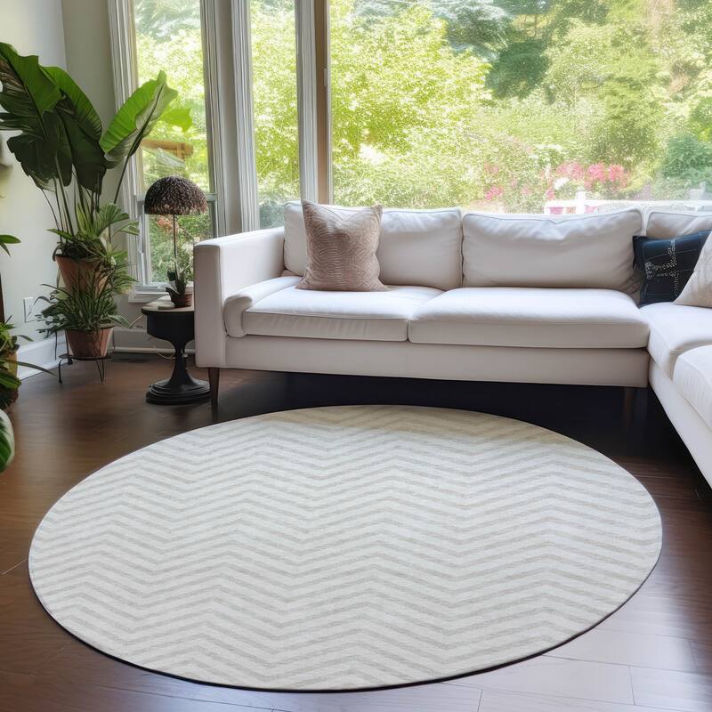 Machine Washable Indoor/ Outdoor Chantille Chevron Stripe Rug