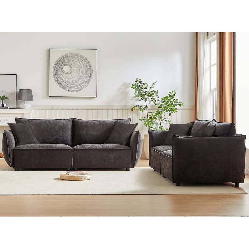 Linen Fabric 3-Seater Sofa with Wooden Frame and Comfortable Cushions