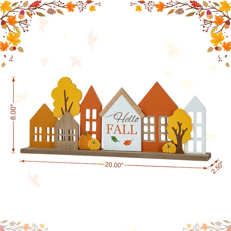 Glitzhome 20"W Fall Wooden House Table Decor