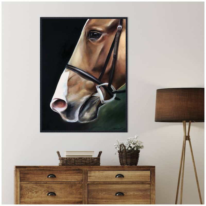 Kate and Laurel Chestnut Horse by Mary Sparrow Framed Canvas Wall Art Print