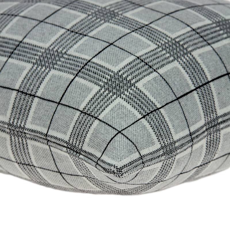 20” Charcoal Gray and Black Knitted Plaid Square Throw Pillow