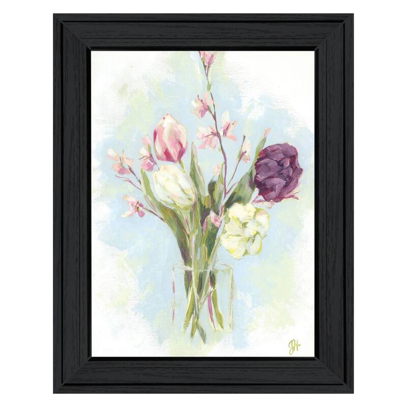 TrendyDecor4U Contemporary "Flower Farm Bouquet II" Framed Print Wall Art - Charcoal