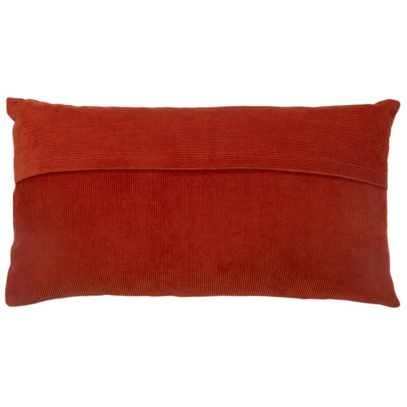 Rizzy Home Solid Modern Velvet Corduroy Throw Pillow - Polyester - Terra Cotta