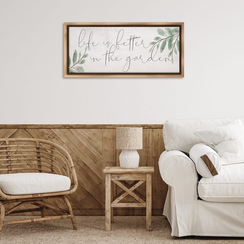 Stupell Life Is Better in Garden Framed Floater Canvas Wall Art Design By Lil' Rue