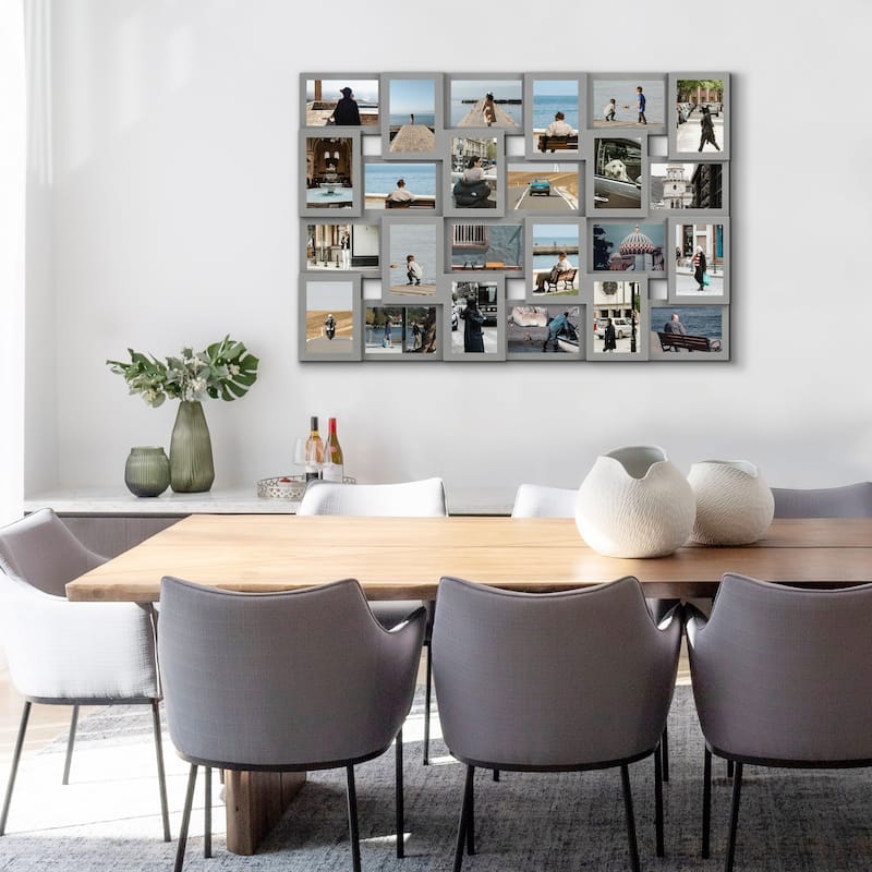 HELLO LAURA Rustic 24 Opening Photo Frame Family Collage Wall Hanging Picture Frame