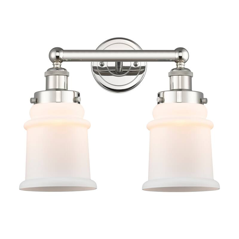 Innovations Lighting 616-2W-13-15 Canton Vanity Canton 2 Light 15" - Polished Nickel / Matte White