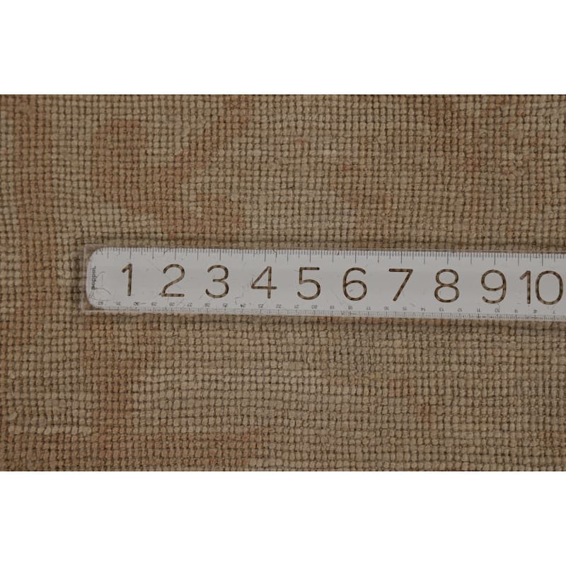 Hand Knotted Oriental 100% Wool Carpet Transitional All-Over Beige & Ivories Oushak Area Rug - 9' 10'' X 7' 11''