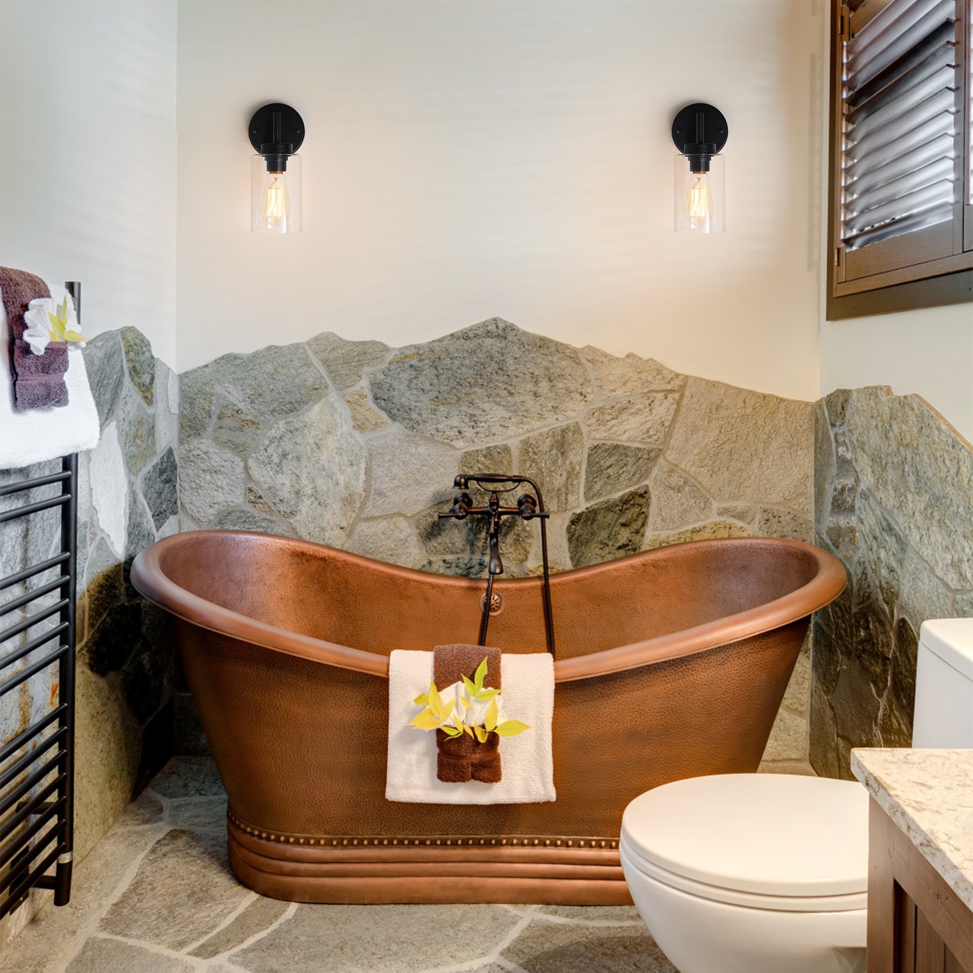 1-Light Modern Bathroom Vanity Light with Clear Glass Shades（Set