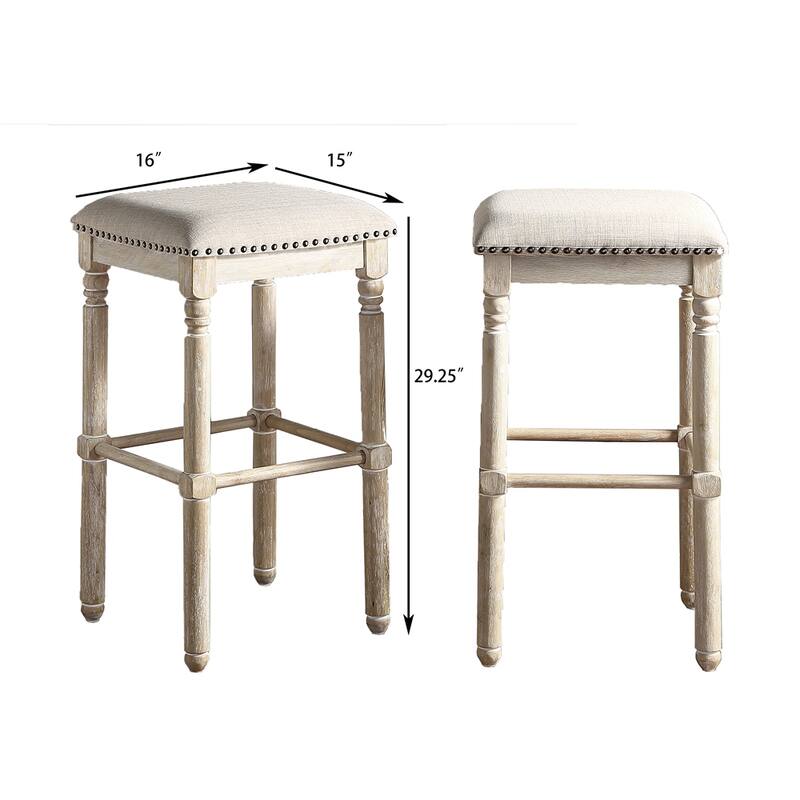 Wood Upholstered Bar Stools,Set of 2