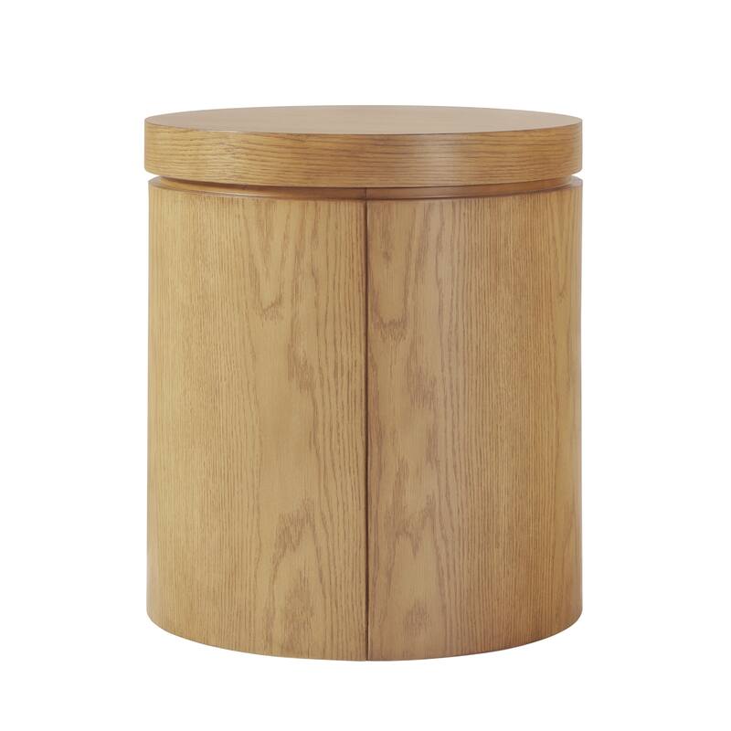 Walker Edison Modern Easy Assembly Oak Veneer Side Table with Storage