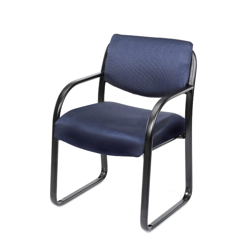 Kris Guest Armchair with Sled Base, Steel, Blue Performance Polyester