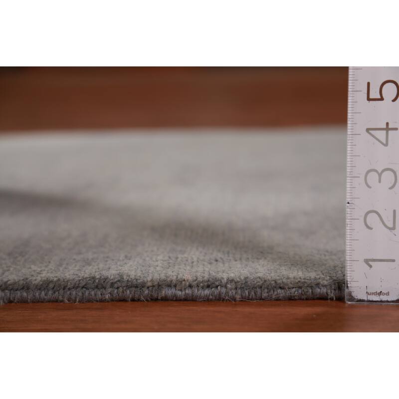Hand Knotted Oriental 100% Wool Carpet Modern Solid Greys & Charcoal Gabbeh Runner Rug - 9' 10'' X 3' 0''