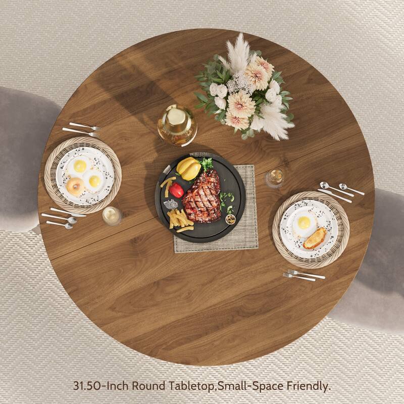 Round Dining Table Coffee Table, Home Office Table Kitchen Table, Breakfast Nook Table with Wave Base