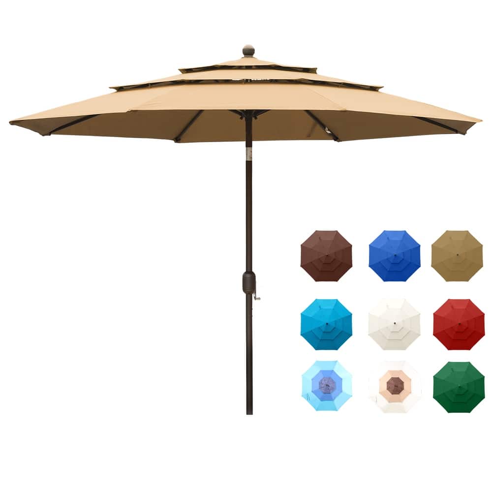 Aoodor Patio Umbrella 10 ft. for Dining Table Outdoor Market Yard Use 3 Tier Ventilation (Umbrella only)