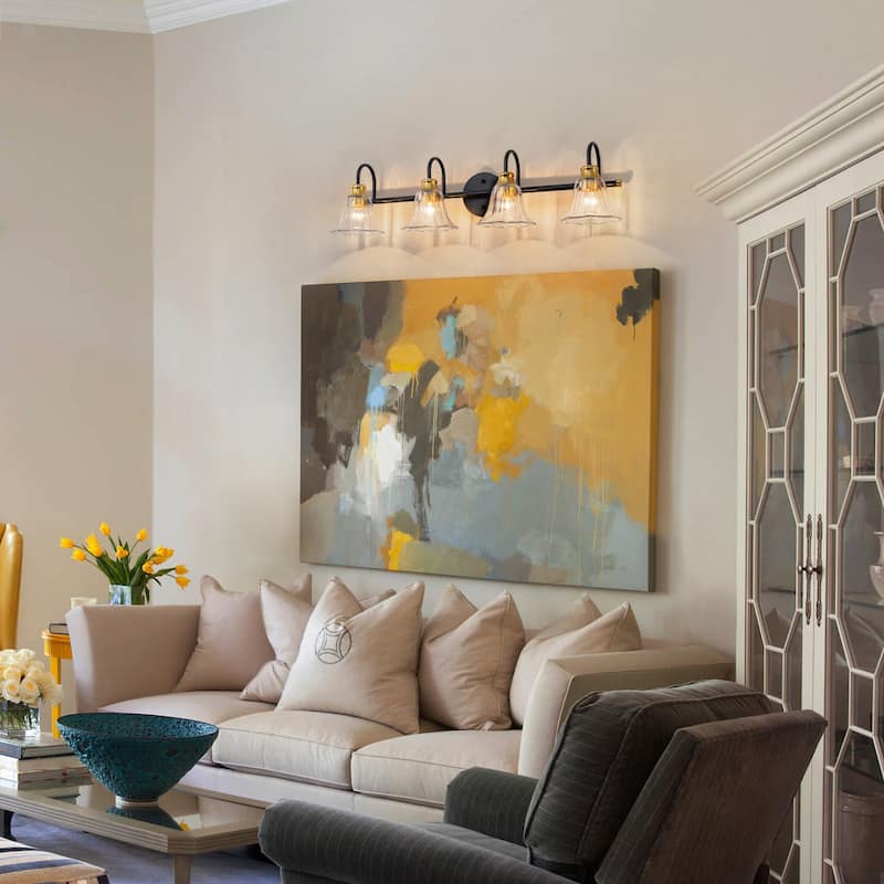 Modern Industrial 3/4-Light Bathroom Vanity Light with Clear Glass Shades