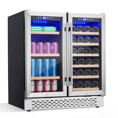 30-Inch Dual Zone Wine and Beverage Refrigerator with Glass Door