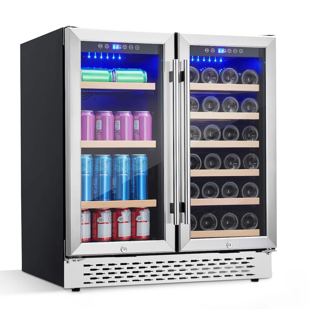 30-Inch Dual Zone Wine and Beverage Refrigerator with Glass Door