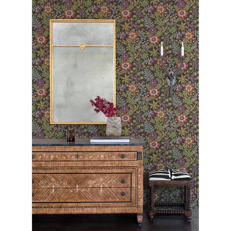 A-Street Prints Voysey Brown Floral Wallpaper