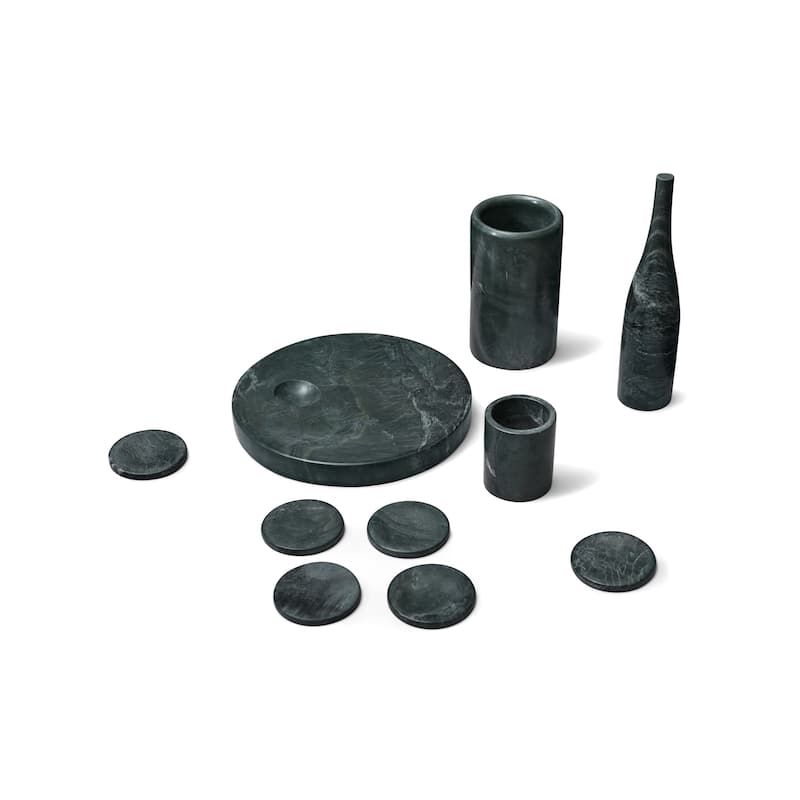 Roomfitters Natural Marble Dining Room Accessories Set, Luxury 10-Piece Genuine Stone Tabletop Collection