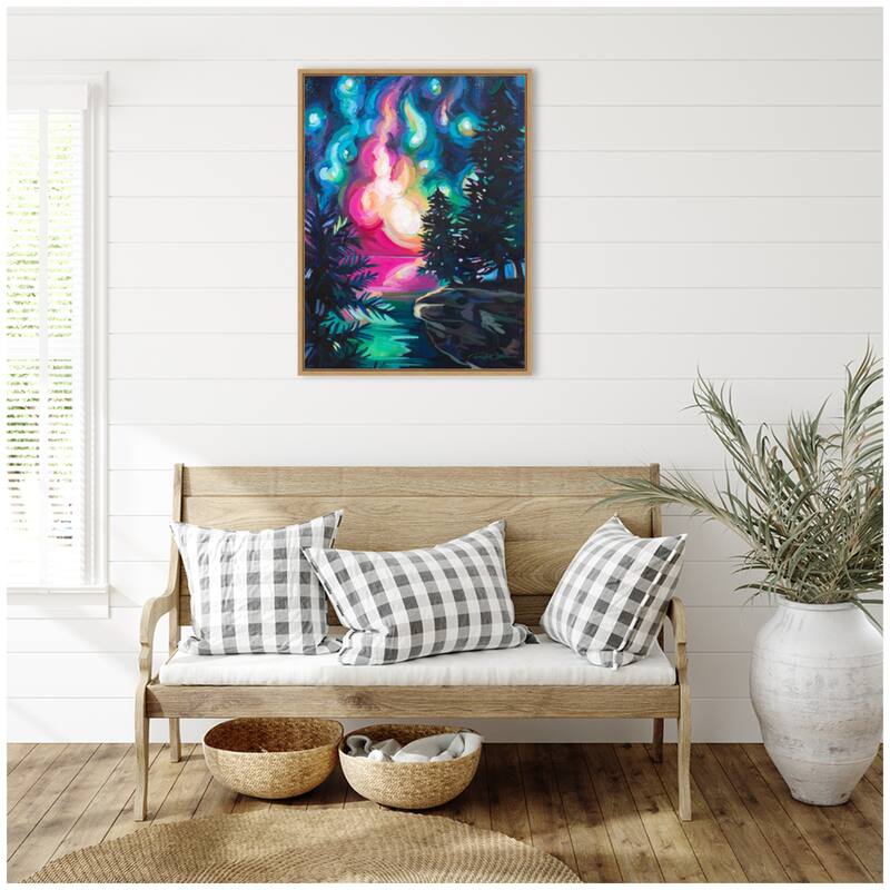 Kate and Laurel Sylvie Cave Point Starry Night Framed Canvas by Rachel Christopoulos