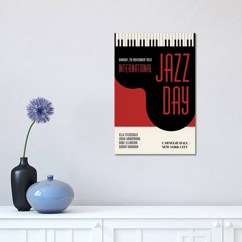 iCanvas "Jazzy Days - Dark Red" by Kubistika Canvas Print - 18x12x1.5
