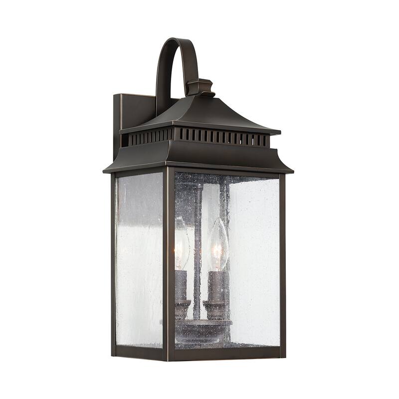Sutter Creek Oiled Bronze Outdoor Wall Lantern w/ Antiqued Water Glass - 2-light