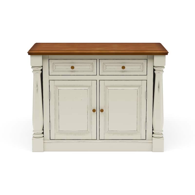 Homestyles Monarch 3-Piece Off-White Wood Kitchen Island Set with Drop Leaf Wood Top - 48' x 25' x 36'