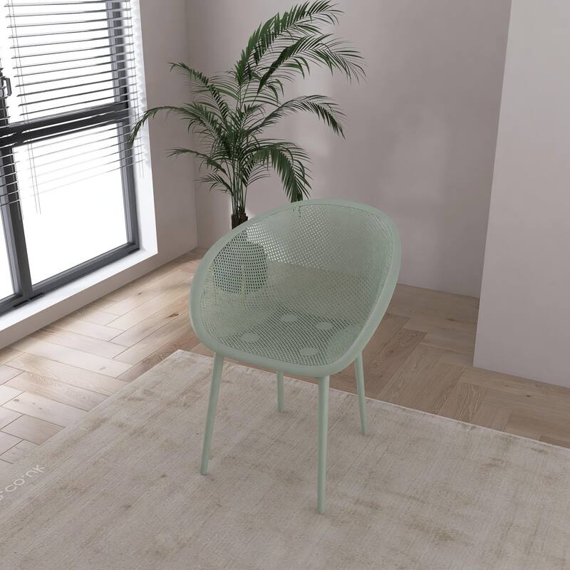 BNK Modern All-Weather PP Plastic Armchair With Mesh Hollow-Out, Indoor/Outdoor (Set of 2)