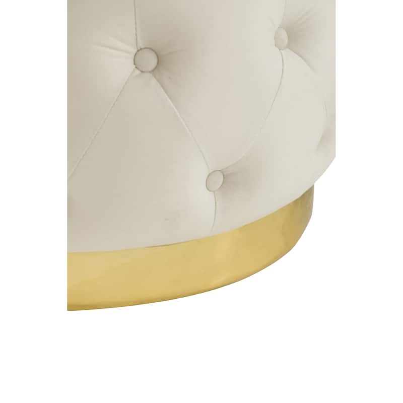 Modern 25.2" Velvet 360° Swivel Buttons Tufted Barrel Chair with Gold Stainless Steel Base and Storage