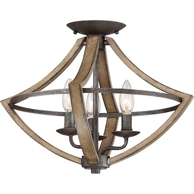 Shire 3-Light Semi-Flush Mount in Rustic Black