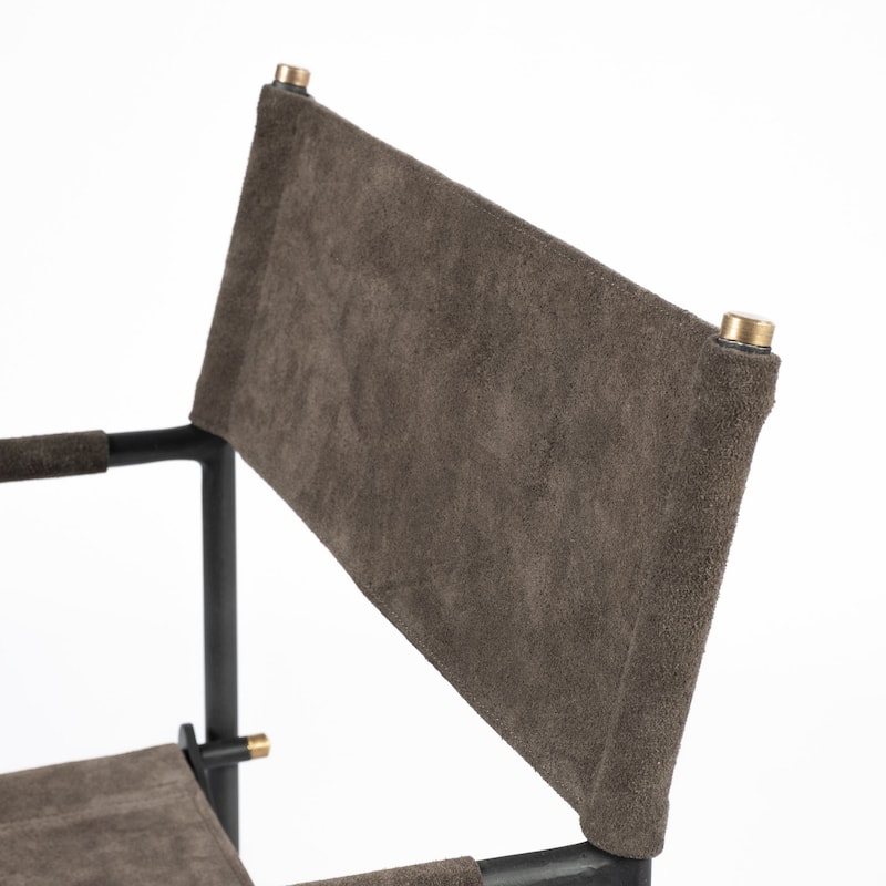 Direttore Brown / Grey Suede Seat w/ Black Iron Frame Dining Chair - 19.2"W x 20"D x 31"H