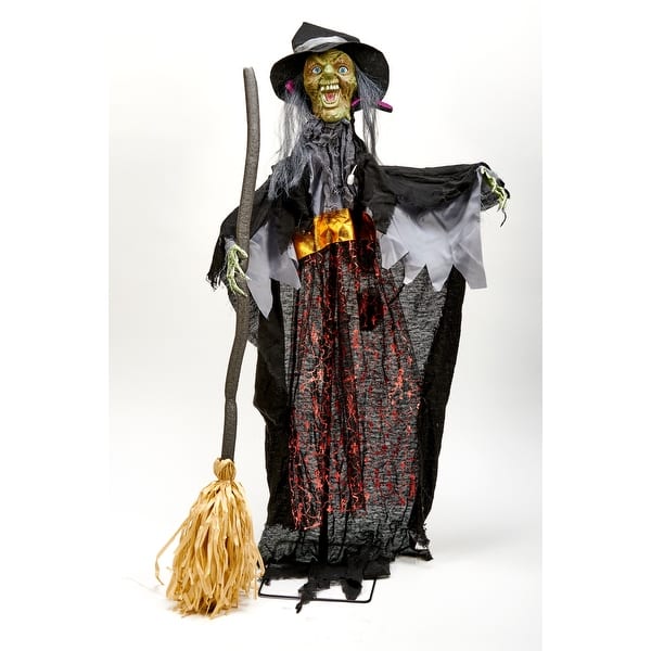 slide 2 of 2, 48" Animated Standing Witch w/ Moving Head