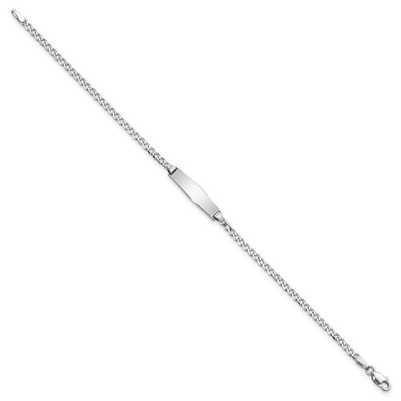 Curata 5.5mm 14k White Gold Engravable Flat Curb Link Soft Diamond Shape ID Bracelet 7 Inch
