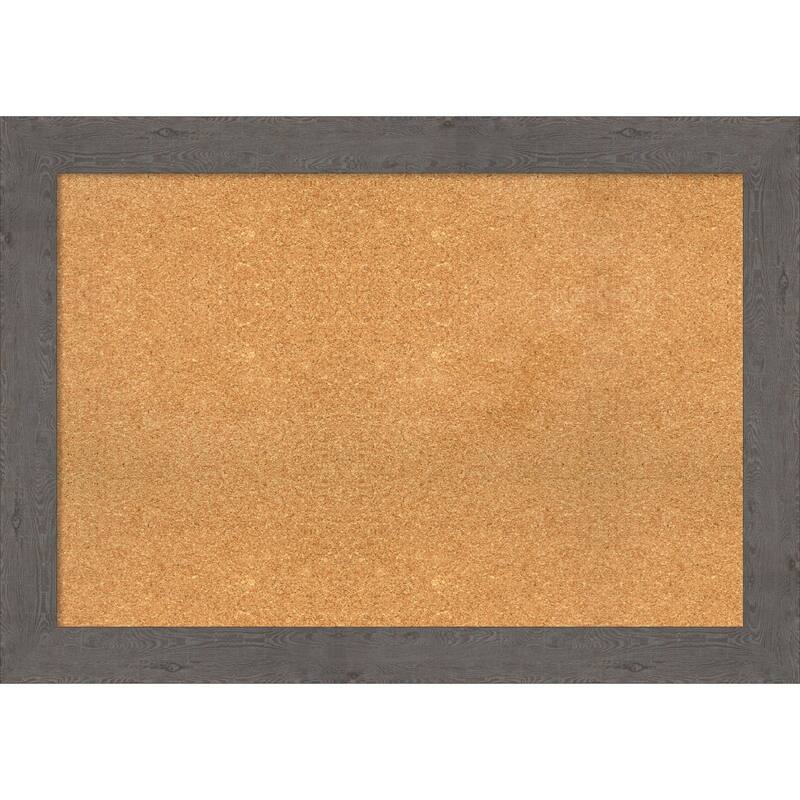Rustic Plank Framed Cork Bulletin Memo Board - 41-Inch x 29-Inch