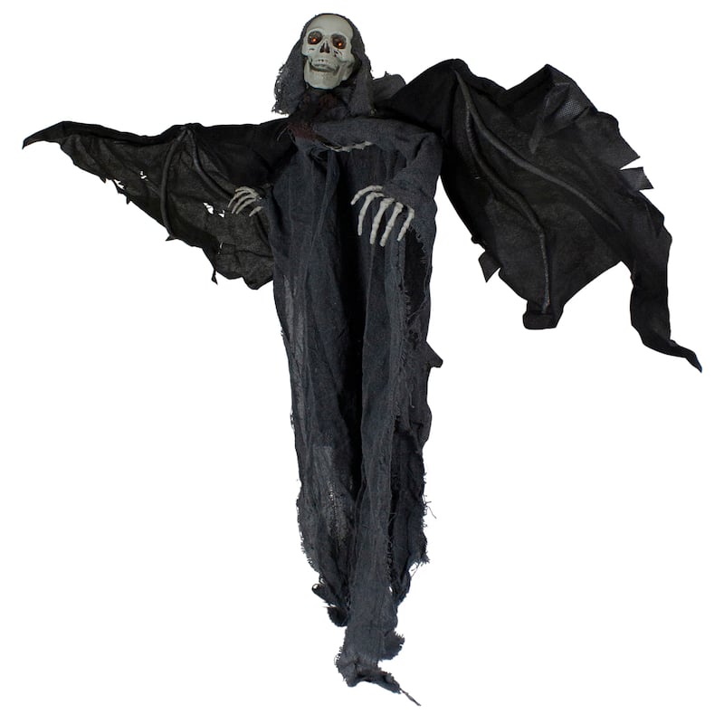 50" Animated Hanging Winged Grim Reaper with LED Eyes Halloween Decoration