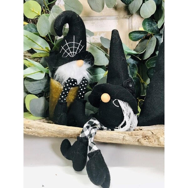 Witch Gnome Shelf Sitter with Cobweb Hat 12" 