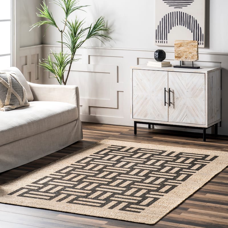 Nuloom Saskia Woven Stripes Jute Area Rug - 5' x 8' - Ivory - Rectangle