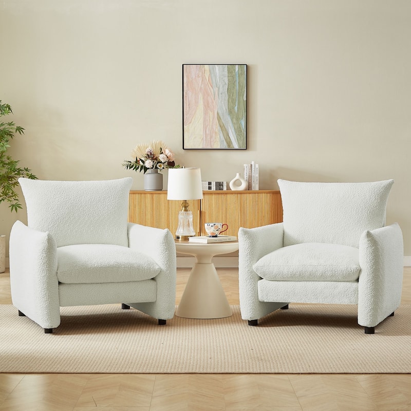 Lilian 33inW Modern Armchair Accent Chair Sofa Lounge Chair(Set of 2) - Off-White