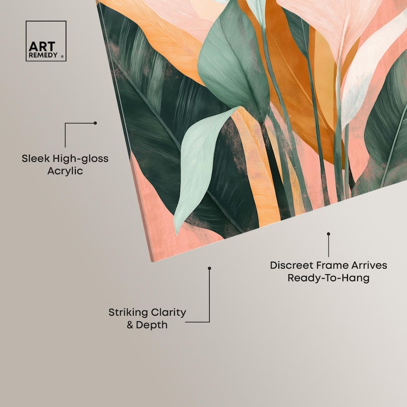 Peach and Palm Acrylic by Art Remedy, Ready to Hang