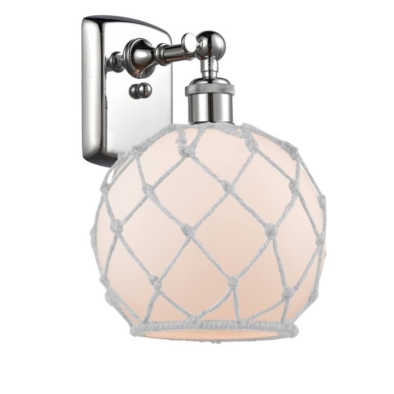 Innovations Lighting Farmhouse Rope 13" Tall Bathroom Sconce - Polished Chrome / White