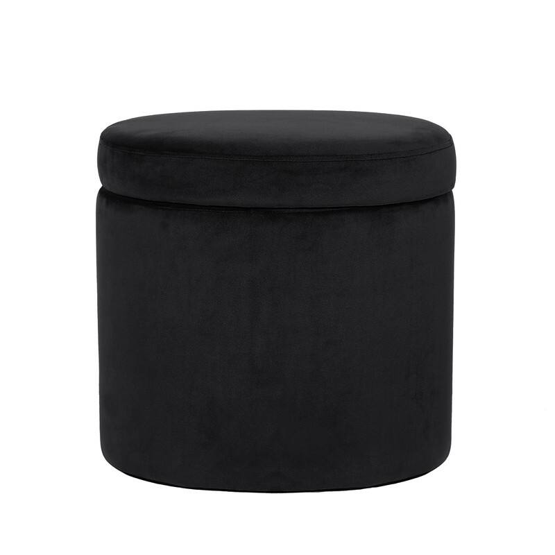Adeco Oval Storage Ottoman, Modern Velvet Footrest Vanity Makeup Stool