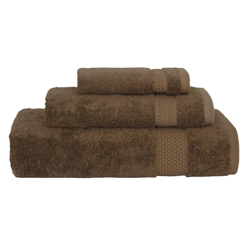 Authentic Hotel and Spa 100% Aeagean Long Staple Turkish Cotton STARLIGHT Terry 3 Piece Towel Set - Earth Brown